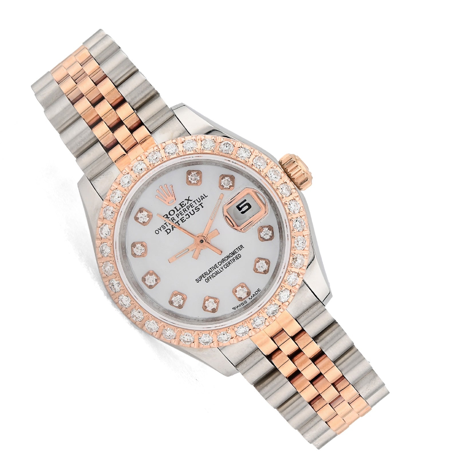 Rolex 28MM Datejust 1CT Natural Diamond Dial/Bezel MOP Face 2 Tone Rose Hidden Clasp Jubilee Watch - Elite Jewelers - Luxury Watch