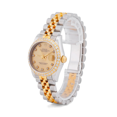 Rolex 31MM Datejust 2-Tone Diamond Bezel/Dial Champagne Face Jubilee Band Watch - Elite Jewelers-Luxury Watch