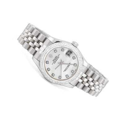 Rolex 31MM Datejust All white Diamond Bezel/Dial White MOP Face Jubilee Band Watch - Elite Jewelers-Luxury Watch