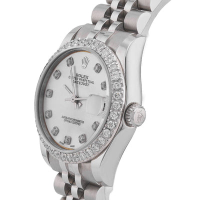Rolex 31MM Datejust All white Diamond Bezel/Dial White MOP Face Jubilee Band Watch - Elite Jewelers-Luxury Watch