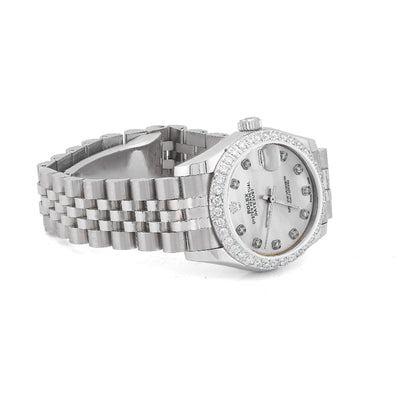 Rolex 31MM Datejust All white Diamond Bezel/Dial White MOP Face Jubilee Band Watch - Elite Jewelers-Luxury Watch