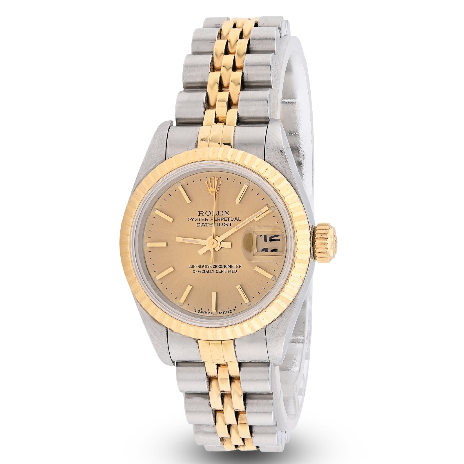 Rolex 31MM Datejust Two Tone 18k Gold & SS Fluted Bezel Champagne Face 68273 Watch - Elite Jewelers - Luxury Watch