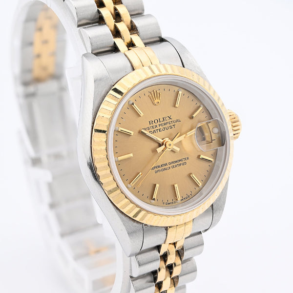 Rolex 31MM Datejust Two Tone 18k Gold & SS Fluted Bezel Champagne Face 68273 Watch - Elite Jewelers - Luxury Watch