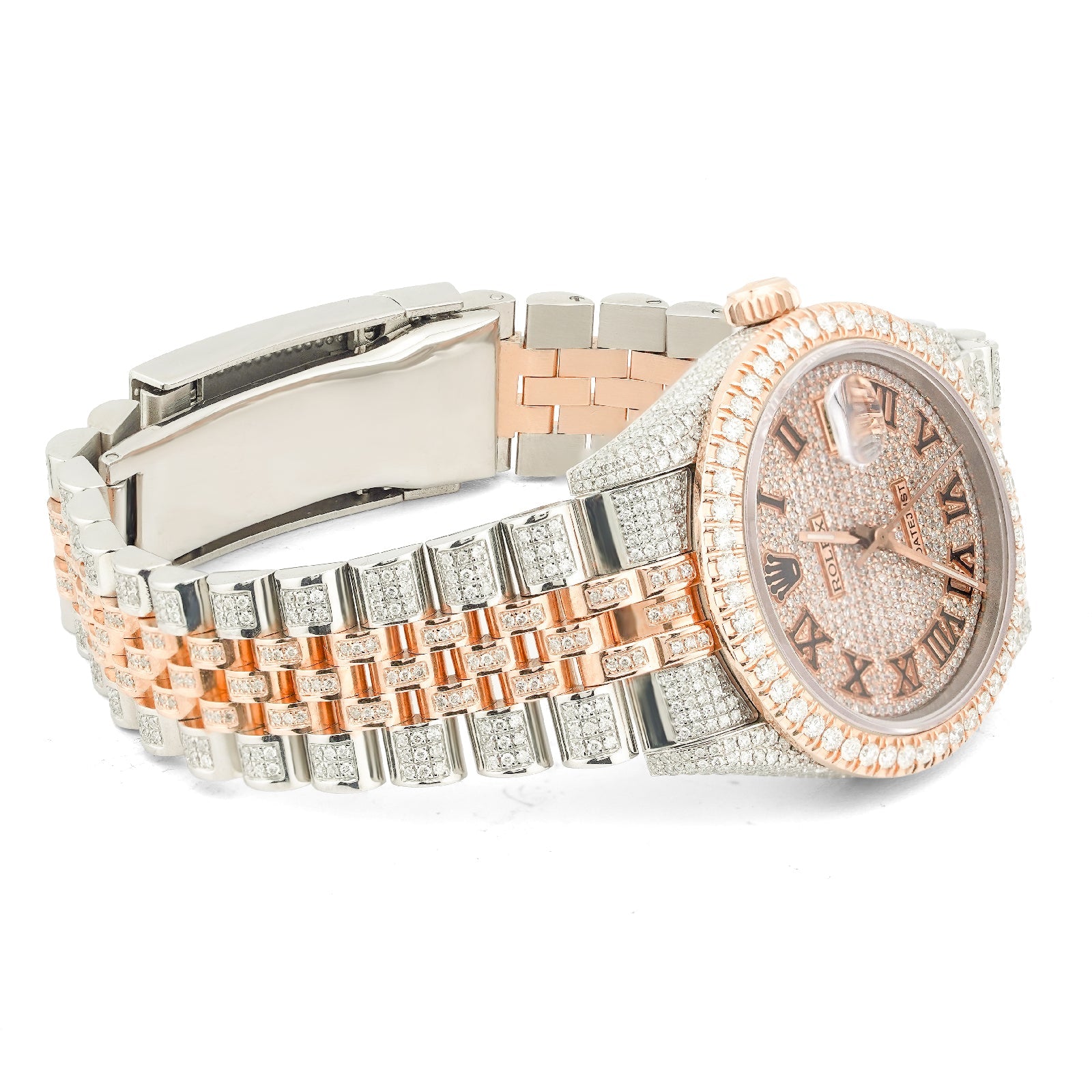 Rolex 36MM DateJust 15.75CT Natural Diamond Bussdown Roman Numeral Dial Jubilee Band 2 Tone Rose Watch - Elite Jewelers-Luxury Watch
