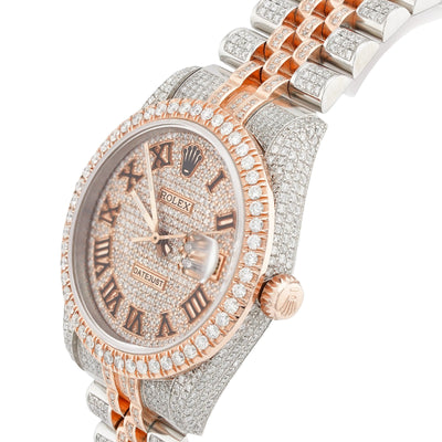 Rolex 36MM DateJust 15.75CT Natural Diamond Bussdown Roman Numeral Dial Jubilee Band 2 Tone Rose Watch - Elite Jewelers-Luxury Watch
