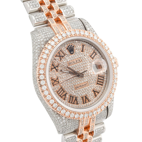 Rolex 36MM DateJust 15.75CT Natural Diamond Bussdown Roman Numeral Dial Jubilee Band 2 Tone Rose Watch - Elite Jewelers-Luxury Watch