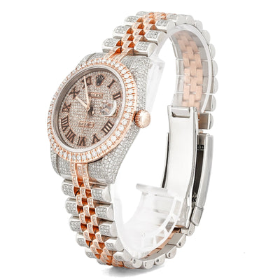 Rolex 36MM DateJust 15.75CT Natural Diamond Bussdown Roman Numeral Dial Jubilee Band 2 Tone Rose Watch - Elite Jewelers-Luxury Watch