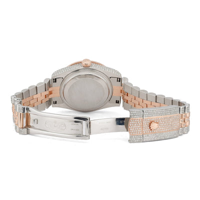 Rolex 36MM DateJust 15.75CT Natural Diamond Bussdown Roman Numeral Dial Jubilee Band 2 Tone Rose Watch - Elite Jewelers-Luxury Watch