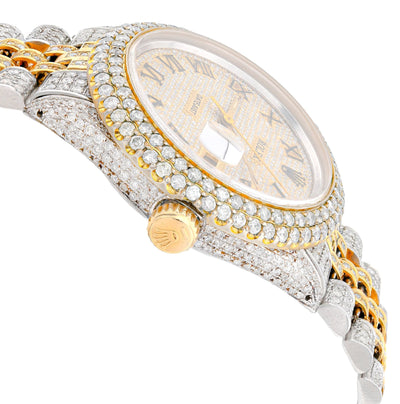 Rolex 36MM DateJust 15.75CT Natural Diamond Bussdown Roman Numeral Dial Jubilee Band 2 Tone Watch - Elite Jewelers - Luxury Watch