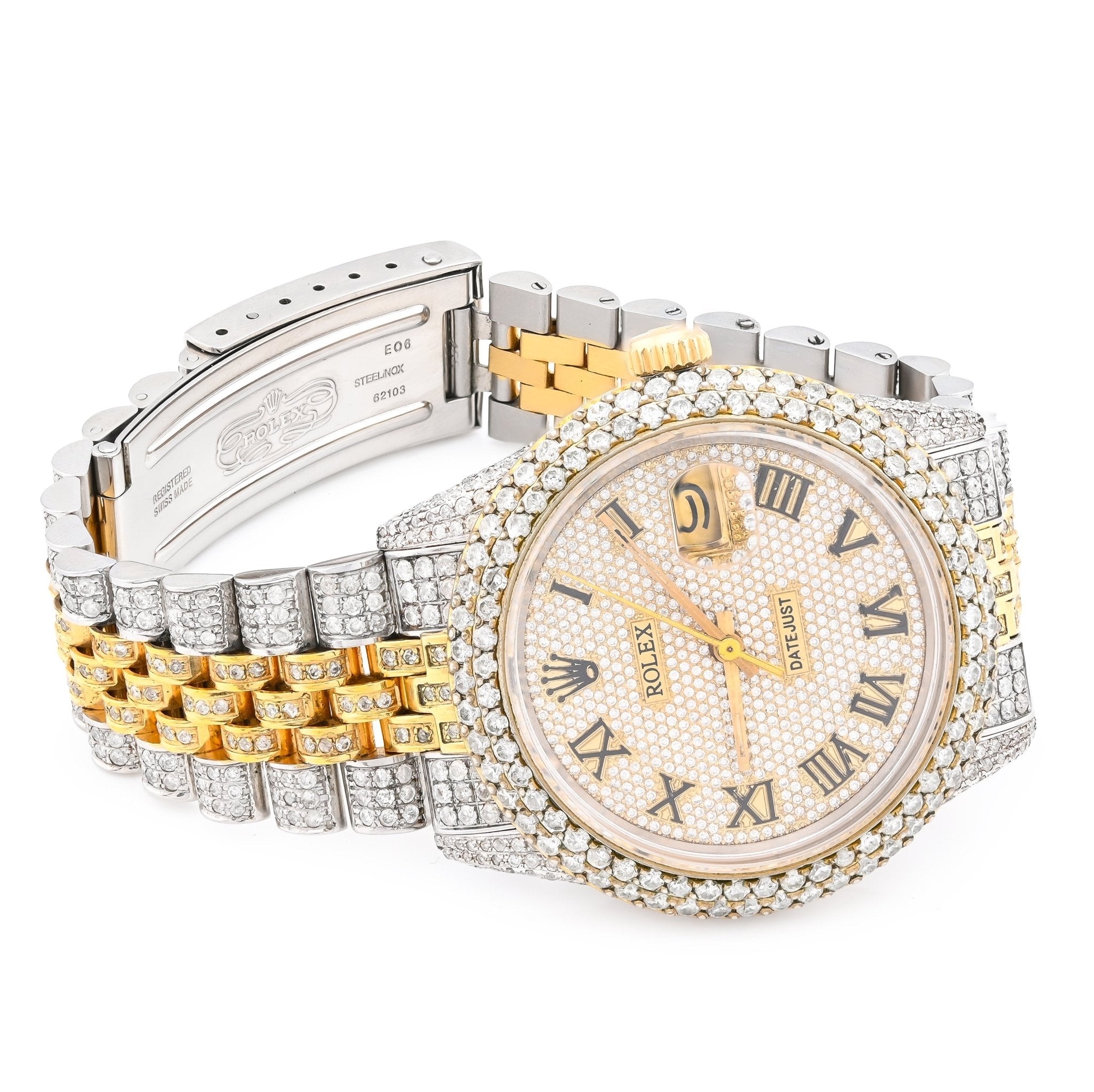Rolex 36MM DateJust 15.75CT Natural Diamond Bussdown Roman Numeral Dial Jubilee Band 2 Tone Watch - Elite Jewelers - Luxury Watch