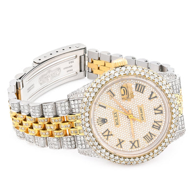 Rolex 36MM DateJust 15.75CT Natural Diamond Bussdown Roman Numeral Dial Jubilee Band 2 Tone Watch - Elite Jewelers - Luxury Watch
