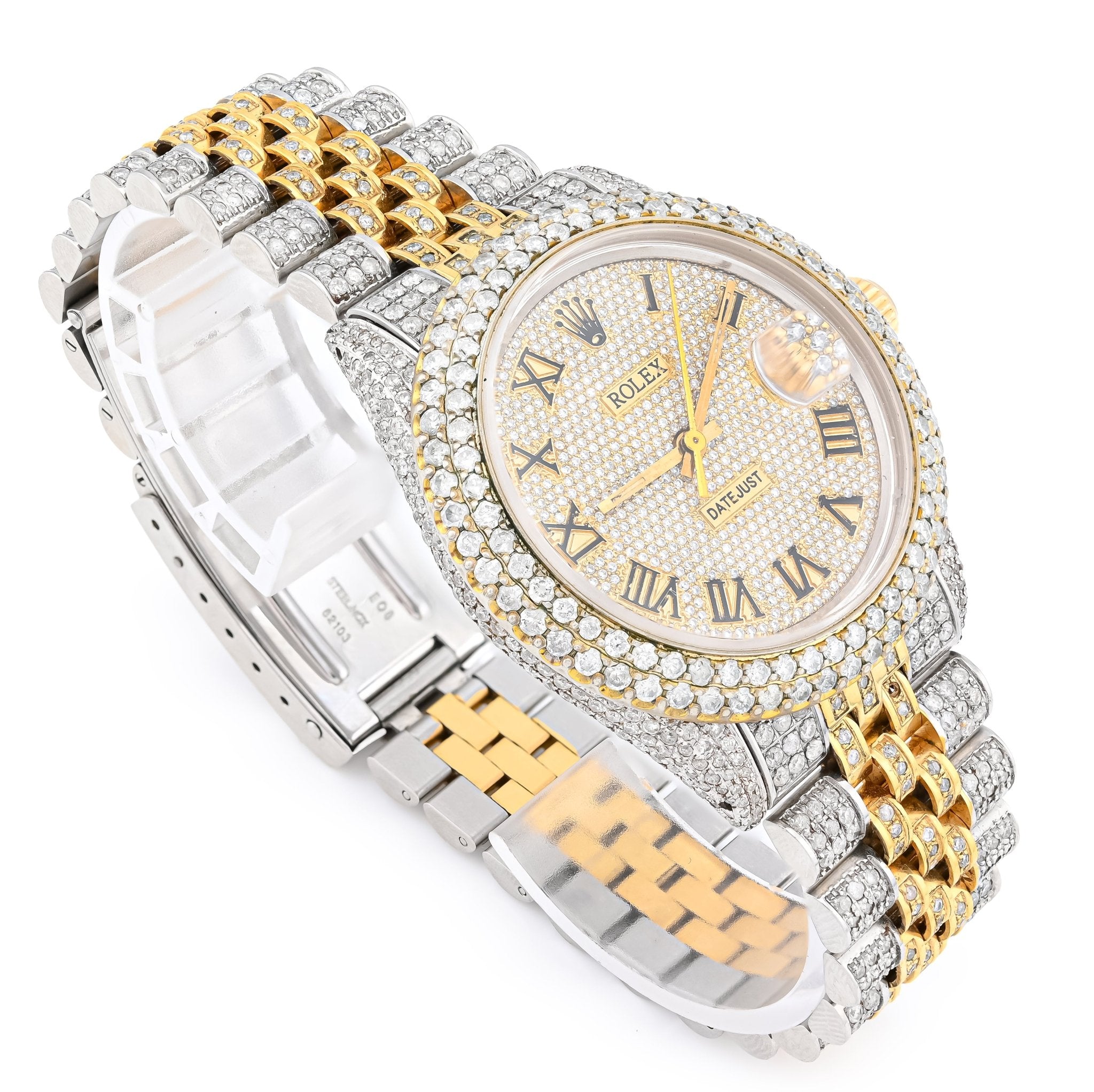 Rolex 36MM DateJust 15.75CT Natural Diamond Bussdown Roman Numeral Dial Jubilee Band 2 Tone Watch - Elite Jewelers - Luxury Watch