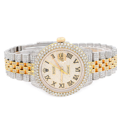Rolex 36MM DateJust 15.75CT Natural Diamond Bussdown Roman Numeral Dial Jubilee Band 2 Tone Watch - Elite Jewelers - Luxury Watch