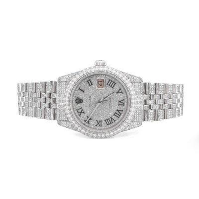 Rolex 36MM DateJust 15.75CT Natural Diamond Bussdown Roman Numeral Dial Jubilee Band All White Watch - Elite Jewelers-Luxury Watch