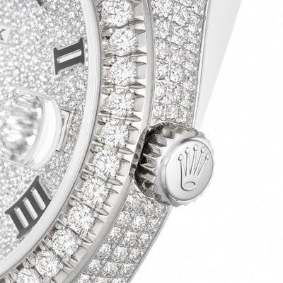 Rolex 36MM DateJust 15.75CT Natural Diamond Bussdown Roman Numeral Dial Jubilee Band All White Watch - Elite Jewelers-Luxury Watch