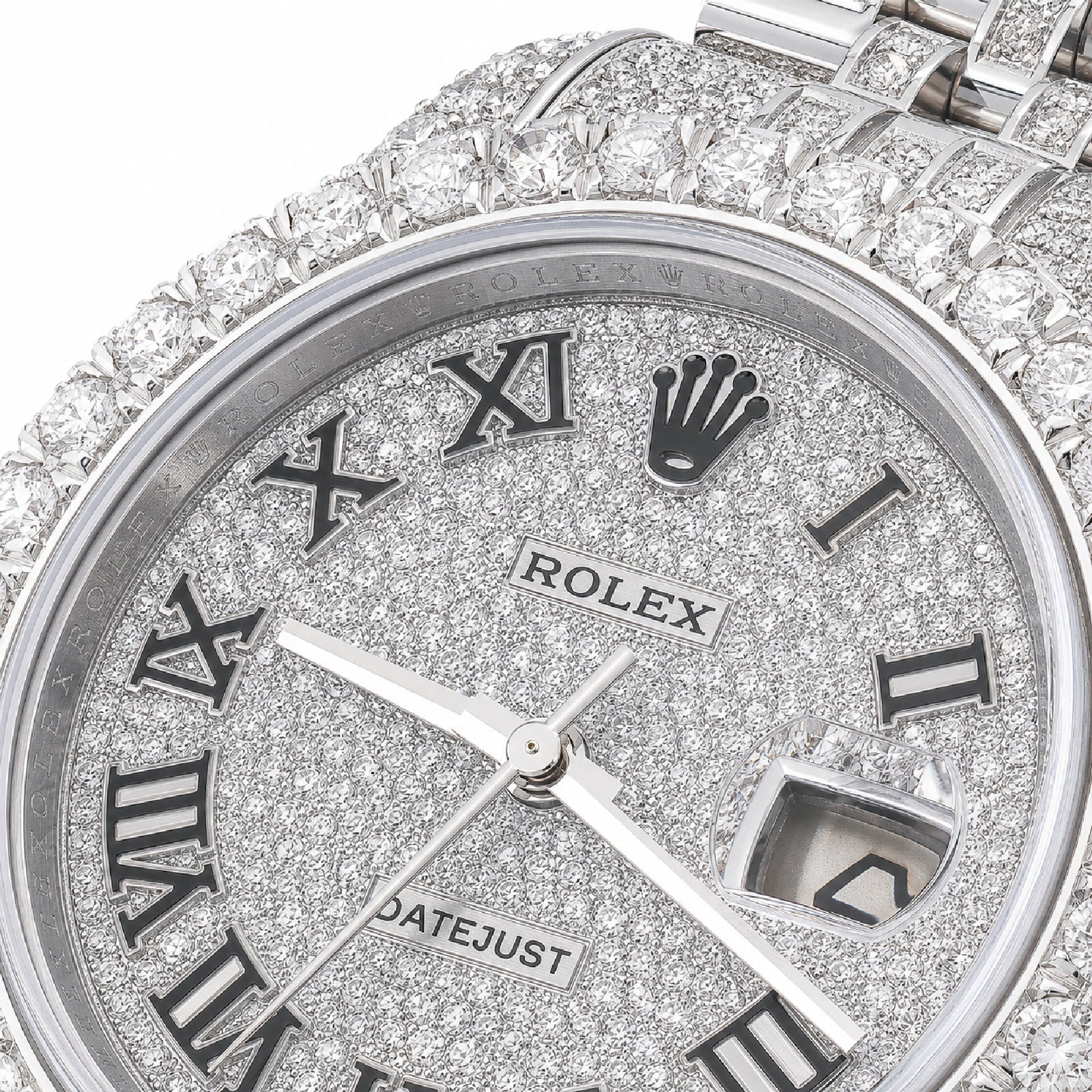 Rolex 36MM DateJust 15.75CT Natural Diamond Bussdown Roman Numeral Dial Jubilee Band All White Watch - Elite Jewelers-Luxury Watch