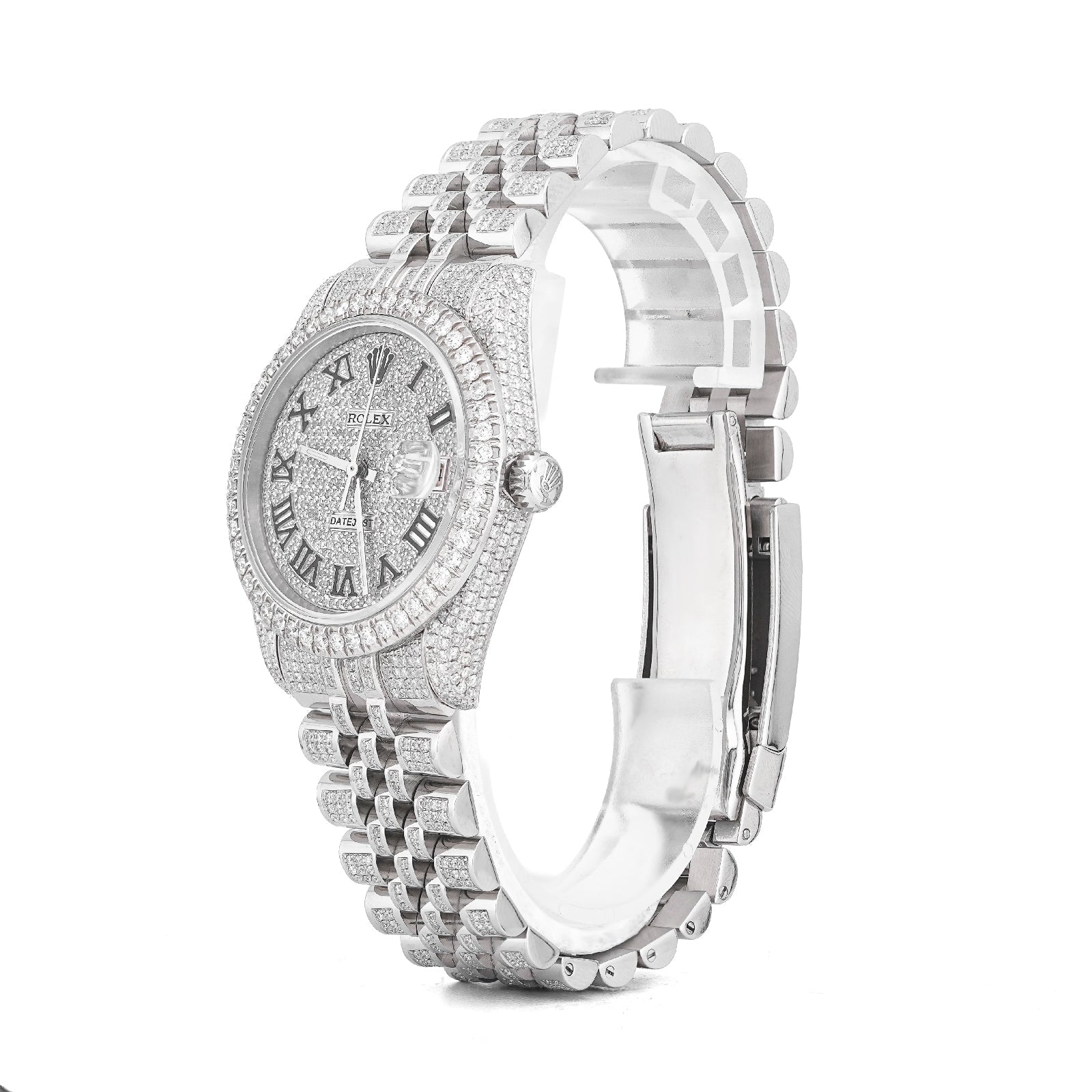 Rolex 36MM DateJust 15.75CT Natural Diamond Bussdown Roman Numeral Dial Jubilee Band All White Watch - Elite Jewelers-Luxury Watch