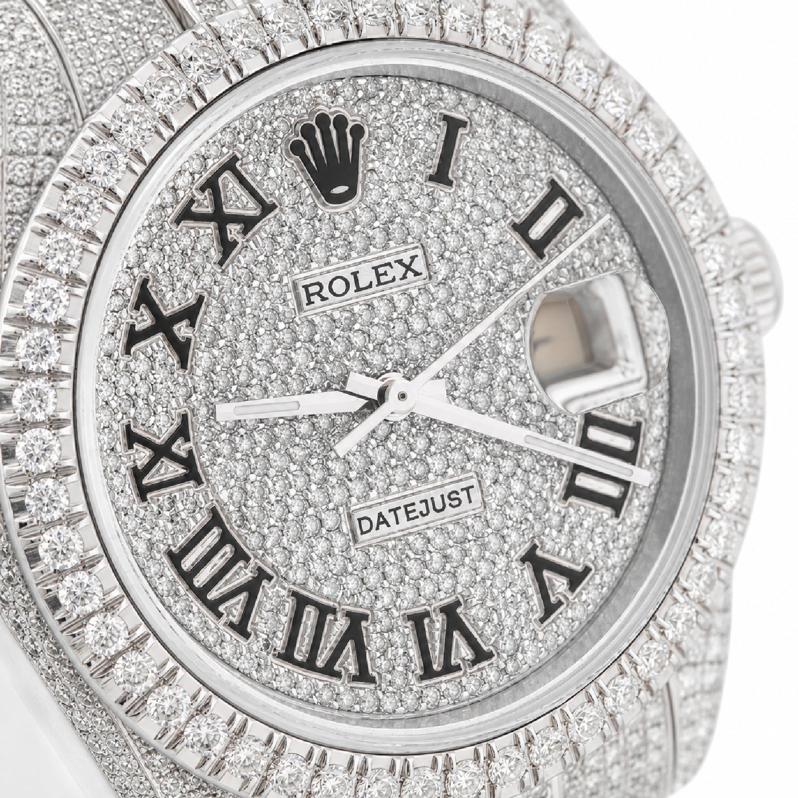 Rolex 36MM DateJust 15.75CT Natural Diamond Bussdown Roman Numeral Dial Jubilee Band All White Watch - Elite Jewelers-Luxury Watch