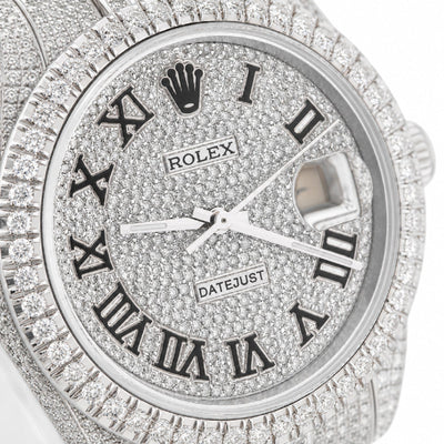 Rolex 36MM DateJust 15.75CT Natural Diamond Bussdown Roman Numeral Dial Jubilee Band All White Watch - Elite Jewelers-Luxury Watch