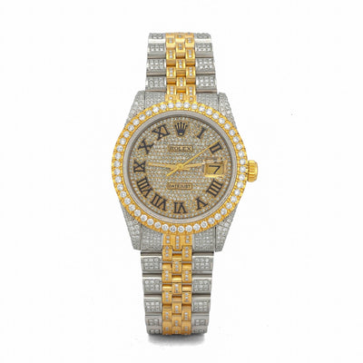 Rolex 36MM DateJust 15CT Natural Diamond Bussdown Roman Numeral Dial Jubilee Band 2 Tone Yellow Watch - Elite Jewelers-Luxury Watch
