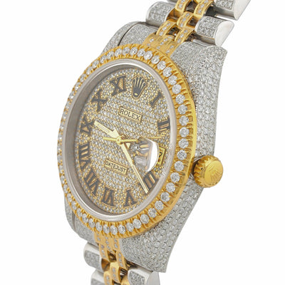Rolex 36MM DateJust 15CT Natural Diamond Bussdown Roman Numeral Dial Jubilee Band 2 Tone Yellow Watch - Elite Jewelers-Luxury Watch