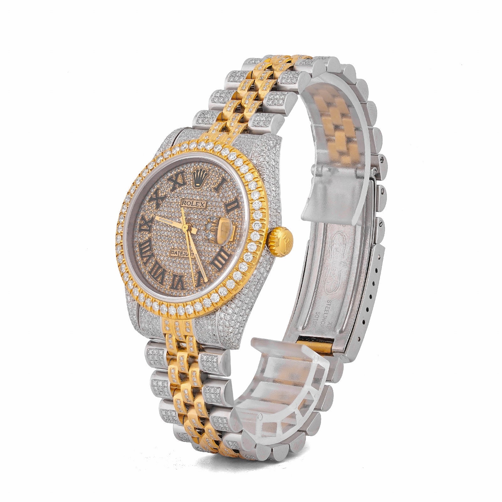 Rolex 36MM DateJust 15CT Natural Diamond Bussdown Roman Numeral Dial Jubilee Band 2 Tone Yellow Watch - Elite Jewelers-Luxury Watch