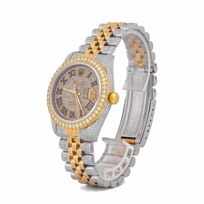 Rolex 36MM DateJust 15CT Natural Diamond Bussdown Roman Numeral Dial Jubilee Band 2 Tone Yellow Watch - Elite Jewelers-Luxury Watch