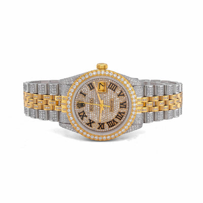 Rolex 36MM DateJust 15CT Natural Diamond Bussdown Roman Numeral Dial Jubilee Band 2 Tone Yellow Watch - Elite Jewelers-Luxury Watch