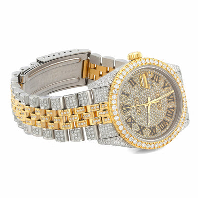 Rolex 36MM DateJust 15CT Natural Diamond Bussdown Roman Numeral Dial Jubilee Band 2 Tone Yellow Watch - Elite Jewelers-Luxury Watch