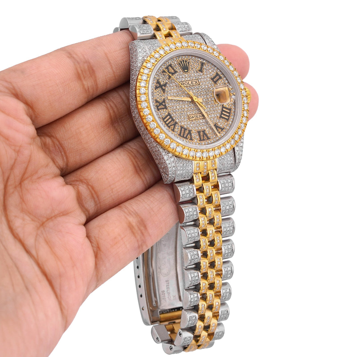 Rolex 36MM DateJust 15CT Natural Diamond Bussdown Roman Numeral Dial Jubilee Band 2 Tone Yellow Watch - Elite Jewelers-Luxury Watch