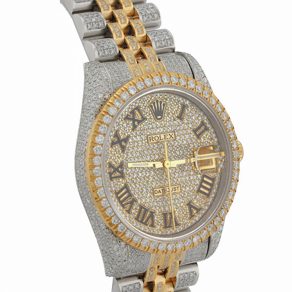 Rolex 36MM DateJust 15CT Natural Diamond Bussdown Roman Numeral Dial Jubilee Band 2 Tone Yellow Watch - Elite Jewelers-Luxury Watch