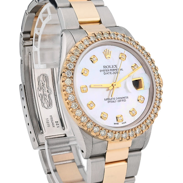 Rolex 36MM Datejust 2.5CT Natural Diamond Bezel/Dial MOP Face Men Women Watch - Elite Jewelers - Luxury Watch