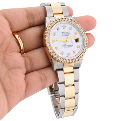 Rolex 36MM Datejust 2.5CT Natural Diamond Bezel/Dial MOP Face Men Women Watch - Elite Jewelers - Luxury Watch