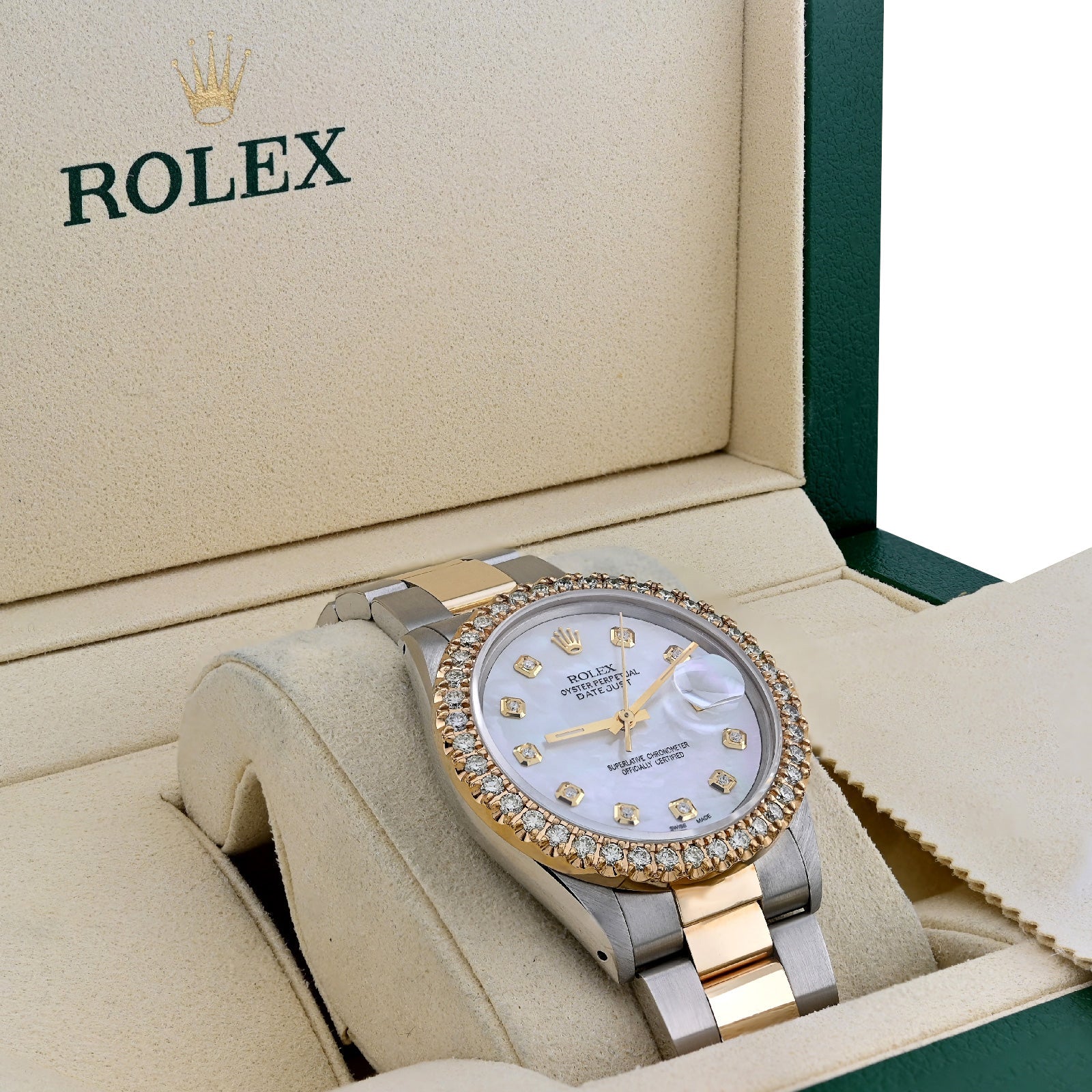 Rolex 36MM Datejust 2.5CT Natural Diamond Bezel/Dial MOP Face Men Women Watch - Elite Jewelers - Luxury Watch