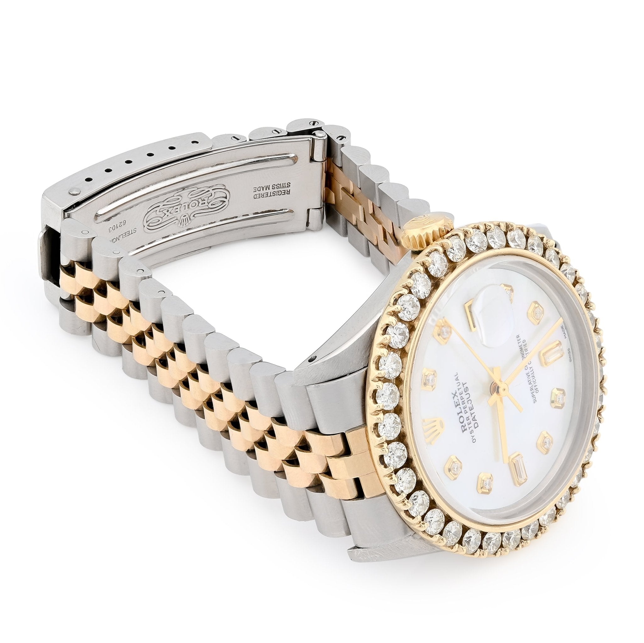 Rolex 36MM Datejust 2.5CTW Natural Diamond Bezel and Dial MOP Face 2 Tone Jubilee Band Watch - Elite Jewelers - Luxury Watch