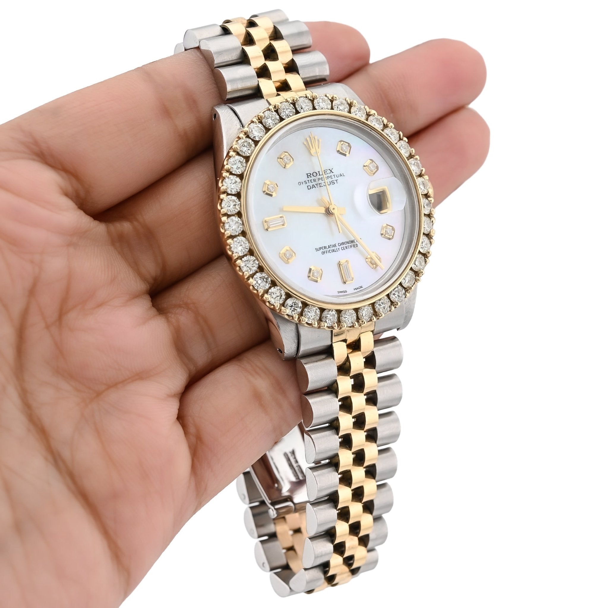 Rolex 36MM Datejust 2.5CTW Natural Diamond Bezel and Dial MOP Face 2 Tone Jubilee Band Watch - Elite Jewelers - Luxury Watch