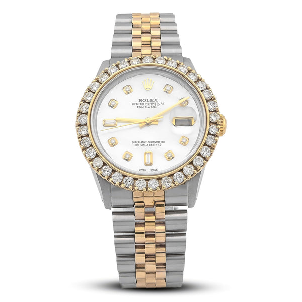 Rolex 36MM Datejust 2.5CTW Natural Diamond Bezel and Dial MOP Face 2 Tone Jubilee Band Watch - Elite Jewelers - Luxury Watch