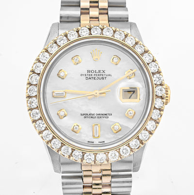 Rolex 36MM Datejust 2.5CTW Natural Diamond Bezel and Dial MOP Face 2 Tone Jubilee Band Watch - Elite Jewelers - Luxury Watch