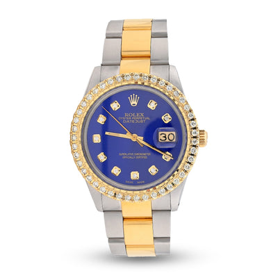 Rolex 36MM Datejust 2CT Natural Diamond Bezel/Dial Blue Face Men Women Watch - Elite Jewelers - Luxury Watch
