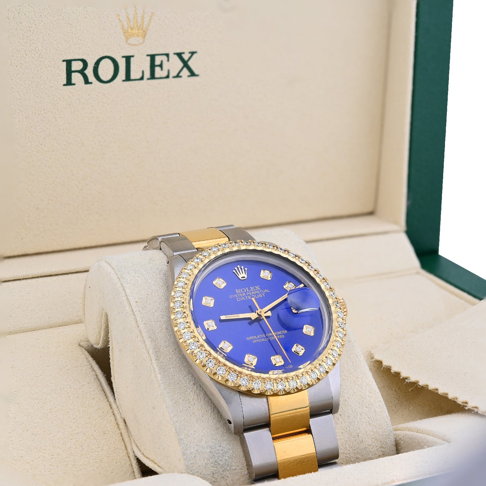 Rolex 36MM Datejust 2CT Natural Diamond Bezel/Dial Blue Face Men Women Watch - Elite Jewelers - Luxury Watch