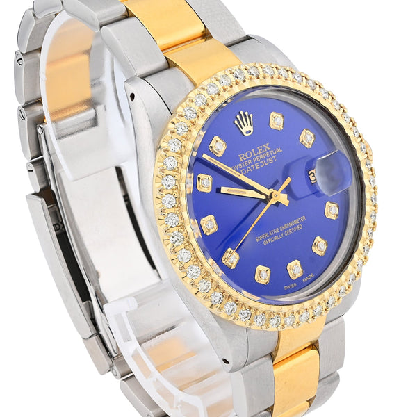 Rolex 36MM Datejust 2CT Natural Diamond Bezel/Dial Blue Face Men Women Watch - Elite Jewelers - Luxury Watch