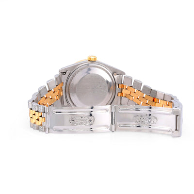 Rolex 36MM Datejust 7CT Natural Diamond Bussdown Black Dial Jubilee Band 2 Tone Yellow Watch - Elite Jewelers-Luxury Watch