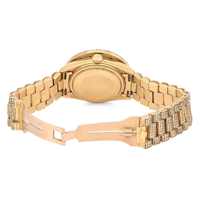 Rolex 36MM Presidential Day - Date 15CT Natural Diamond 3 Row Bezel 18K Gold Bussdown Watch - Elite Jewelers - Luxury Watch