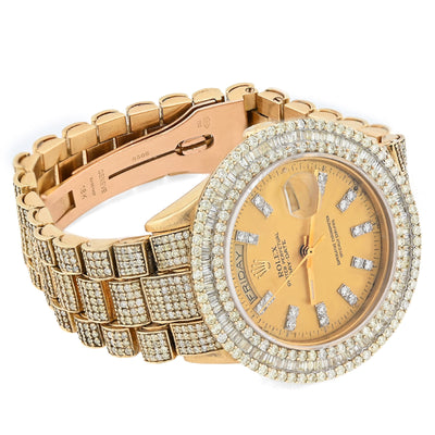 Rolex 36MM Presidential Day - Date 15CT Natural Diamond 3 Row Bezel 18K Gold Bussdown Watch - Elite Jewelers - Luxury Watch