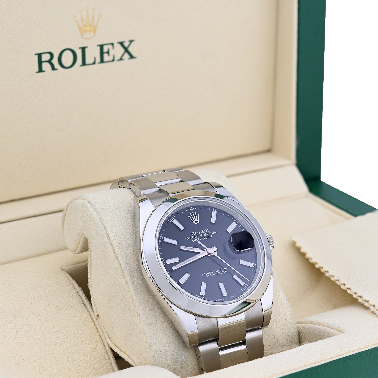 Rolex 41MM Datejust Black Face Oyester Band Smooth Bezel 2021 Stainless Steel Box/Papers Watch 126300 - Elite Jewelers - Luxury Watch