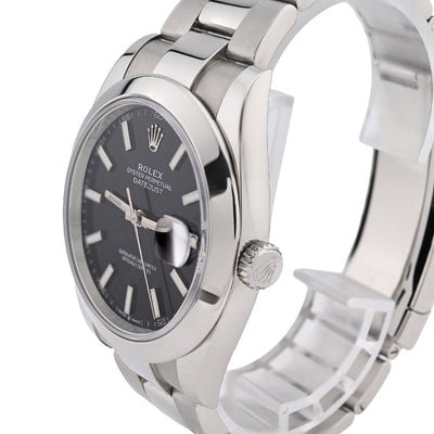 Rolex 41MM Datejust Black Face Oyester Band Smooth Bezel 2021 Stainless Steel Box/Papers Watch 126300 - Elite Jewelers - Luxury Watch