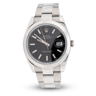 Rolex 41MM Datejust Black Face Oyester Band Smooth Bezel 2021 Stainless Steel Box/Papers Watch 126300 - Elite Jewelers - Luxury Watch