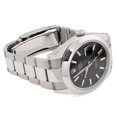 Rolex 41MM Datejust Black Face Oyester Band Smooth Bezel 2021 Stainless Steel Box/Papers Watch 126300 - Elite Jewelers - Luxury Watch