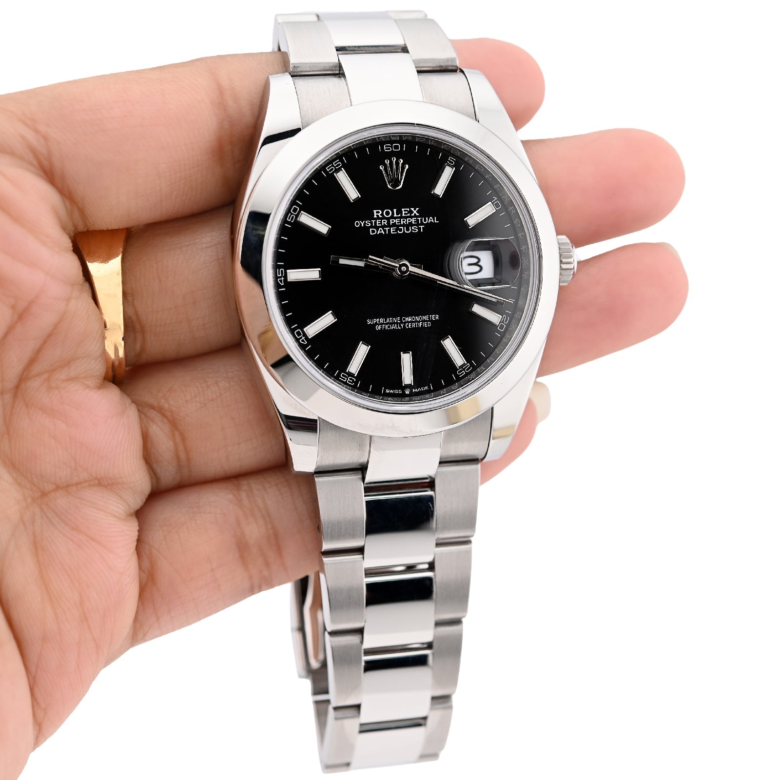 Rolex 41MM Datejust Black Face Oyester Band Smooth Bezel 2021 Stainless Steel Box/Papers Watch 126300 - Elite Jewelers - Luxury Watch
