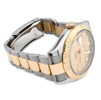 Rolex 41MM Datejust Oyster SS/18k Gold Champagne Dial Fluted Watch All Factory - Elite Jewelers - Luxury Watch